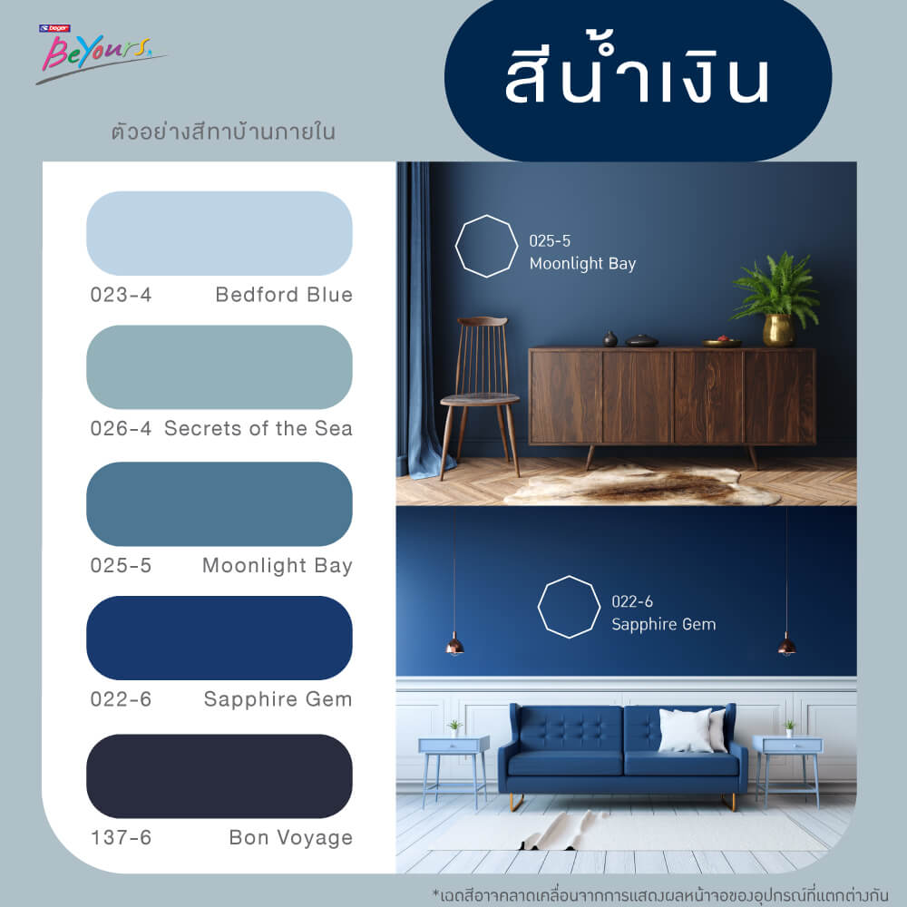 สีทาภายในยอดนิยมล่าสุด สีน้ำเงิน