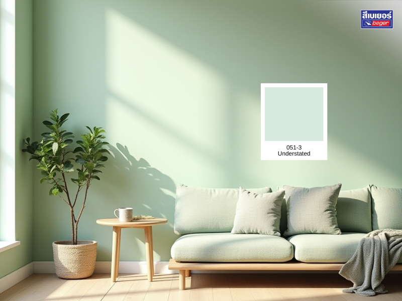 ห้องนั่งเล่นสีเขียวอ่อน