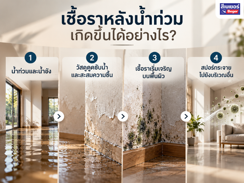 เชื้อราหลังน้ำท่วมเกิดขึ้นได้อย่างไร?