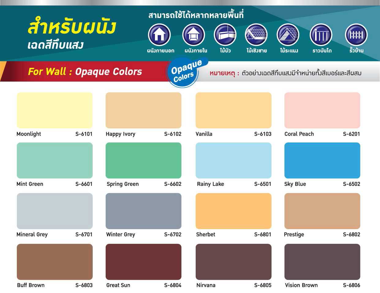 Synotex-Fiber-Cement-เฉดสีทึบแสง งานผนัง สีเบอร์ สีผสม