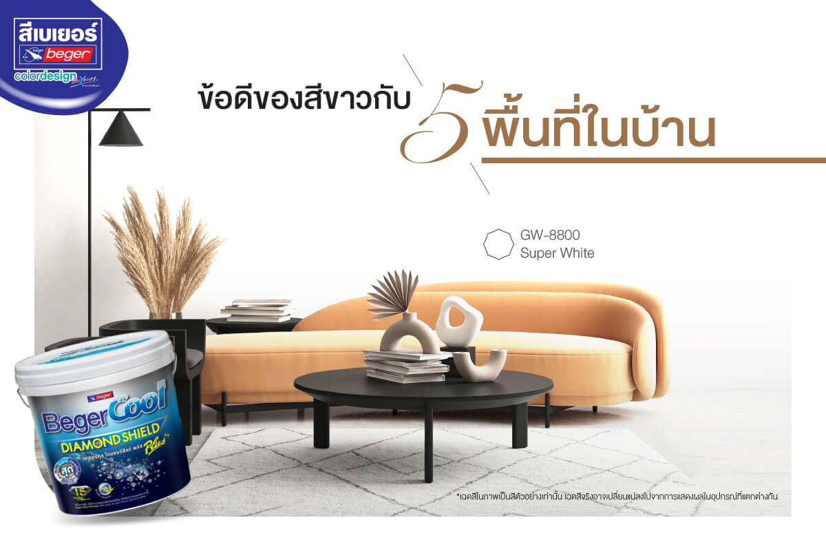 ข้อดีของสีขาวทาบ้านแต่ละพื้นที่ ห้องทุกแบบ